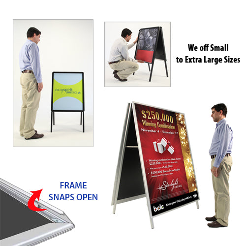 17x23 A-FRAME FLOOR STAND with SNAP FRAME (not shown to scale)