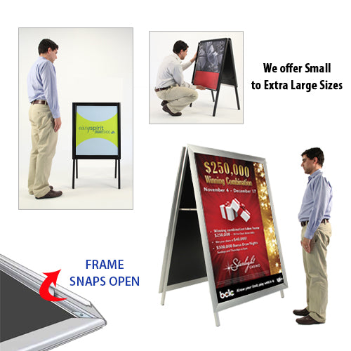 20x20 A-FRAME FLOOR STAND with BOLD 2 1/2" WIDE SNAP FRAME (not shown to scale)