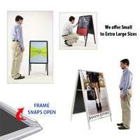 27x39 A-FRAME FLOOR STAND with with RADIUS STYLE SNAP FRAME (not shown to scale)