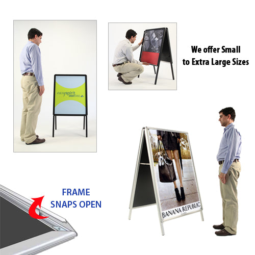 40x50 A-FRAME FLOOR STAND with with RADIUS STYLE SNAP FRAME (not shown to scale)