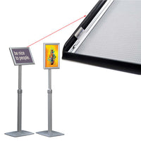SNAP-OPEN 17x11 sign frame floor stand allows for easy change of your graphics