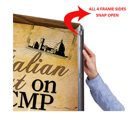 SNAP OPEN all 4 WOOD FRAME SIDES for EASY 36x72 POSTER CHANGES