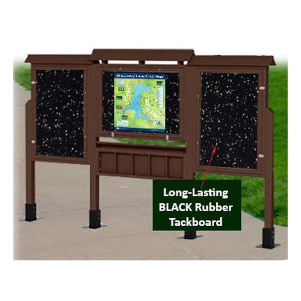 Eco-Design 3-IN-ROW Outdoor Freestanding Information Boards Kiosk with Literature Rack | Faux Wood in 6 Finishes