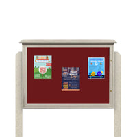 Eco-Design Outdoor Message Center 24"x 48" with Posts | Single Door Information Cork Bulletin Board - Faux Wood Cabinet in Five Finishes