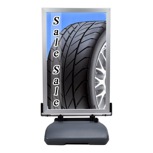 28x44 Outdoor Heavy-Duty Curb and Sidewalk Sign Holder for XL Poster Graphics | Double-Sided Snap Frame with Fillable Base + Wind Resistant