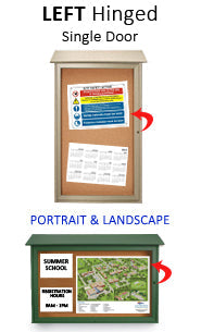 22" x 28" Outdoor Message Center Cork Board with Posts | Eco-Friendly, LEFT-Hinged Single Door, Faux Wood Information Board