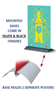 Quick Snap Counter Top Poster Board Floor Display Stand | Steel Base 3.5" Wide  | Holds Up to 1/4" Thick Board