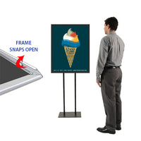 Double Pole Floor Stand 20x24 Sign Holder | Snap Frame 1 1/4" Wide