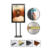 Double Pole Floor Stand 16x20 Sign Holder | Snap Frame 2 1/2" Wide