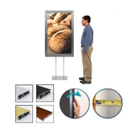 Double Pole Floor Stand 36x48 Sign Holder | Snap Frame 2 1/2" Wide