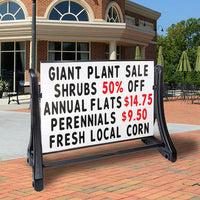 Swinger Roadside Message Board | White Panel Changeable Letter Board Sidewalk Sign | Tip and Roll