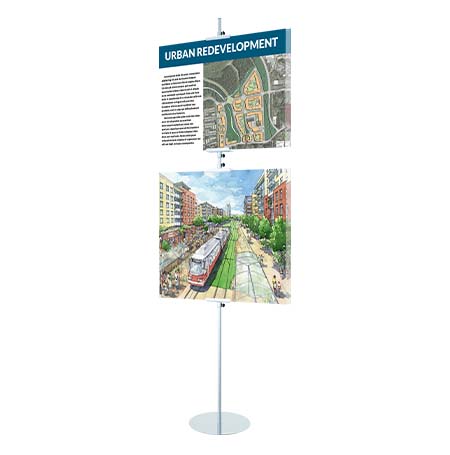 Slide-In Poster Display Floorstand SignHolder Round Base 72 Inches