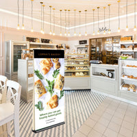 Saturn Retractable Banner Stand Sign 60" Wide + Double-Sided Viewing | Telescopic Pole Height Adjusts 36" to 96"