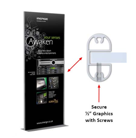 24 x 96 Mounted Graphic Poster Board Floorstand with Solid Steel Base, Silver or Black