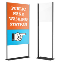 48 x 96 Mounted Graphic Poster Board Floor Stand with Solid Steel Base, Side Uprights to Hold Poster Board Sturdy | Silver or Black Finish